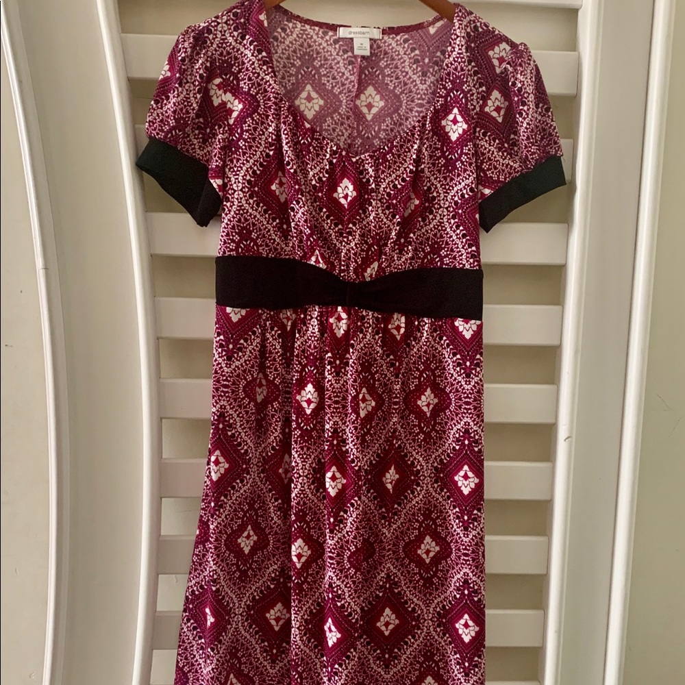 Dressbarn Casual Fuchsia Print Dress Size M
